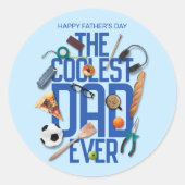 Personaliseer de moderne coolste vader ooit ronde sticker (Voorkant)