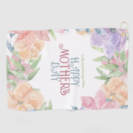 Personaliseer de Moederdag van de Waterverf van Vi Golfhanddoek (Horizontaal)