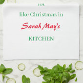 Personaliseer de naam Christmas Kitchen Theedoek (Gevouwen)
