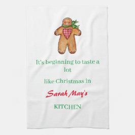 Personaliseer de naam Christmas Kitchen Theedoek