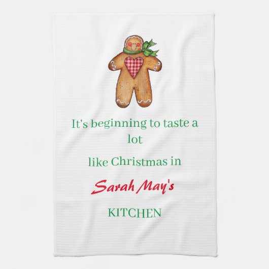 Personaliseer de naam Christmas Kitchen Theedoek (Verticaal)