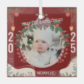 Personaliseer de naam en foto van de baby glas ornament (Voorkant)