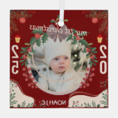 Personaliseer de naam en foto van de baby glas ornament (Achterkant)