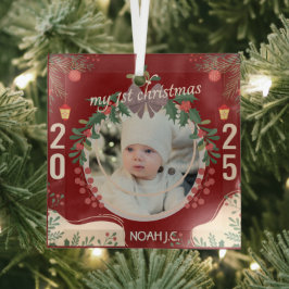Personaliseer de naam en foto van de baby glas ornament