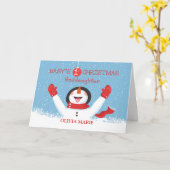 Personaliseer de naam van de goddochter: Kerstman Kaart (Gele Bloem)