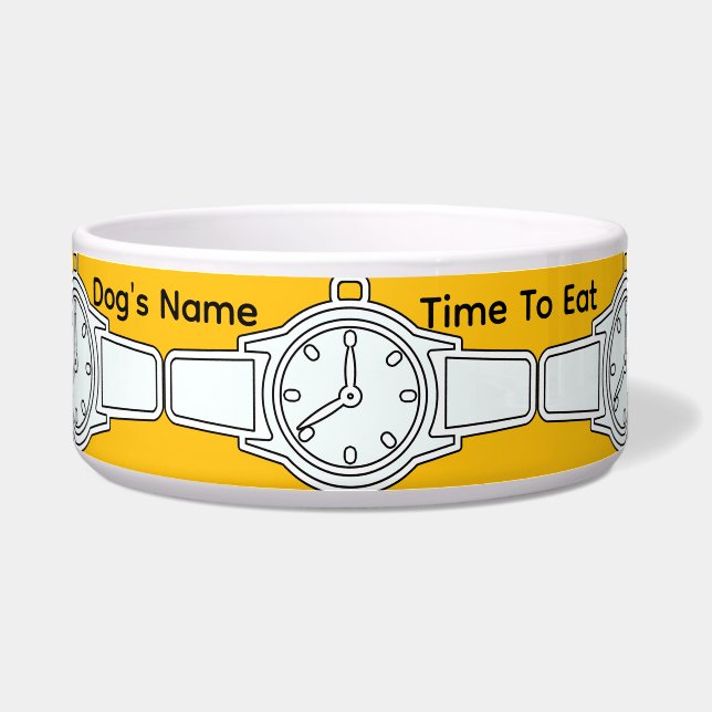 Personaliseer de naam van de hond Tijd om te eten Voerbakje (Voorkant)