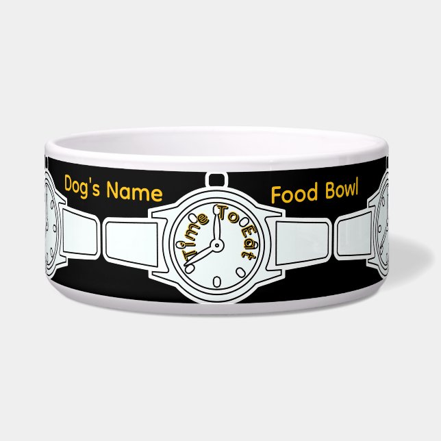 Personaliseer de naam van de hond Tijd om zwart vo Voerbakje (Voorkant)