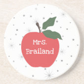 Personaliseer de naam van de leraar aangepaste rod zandsteen onderzetter (Voorkant)