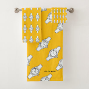 Personaliseer de naam van het kind Bekijk de tijd Bad Handdoek