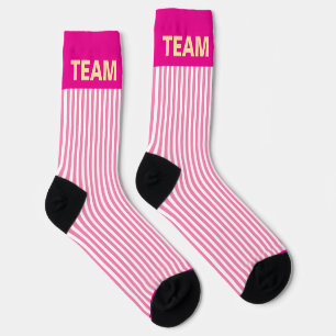 Personaliseer DE NAAM VAN HET TEAM Pink Stripe Sokken