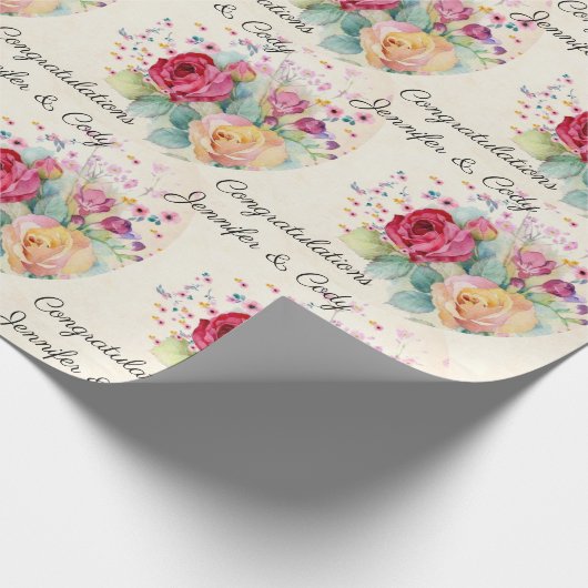 Personaliseer de Namen van het Vertrouwen Roze & G Cadeaupapier (Hoek)