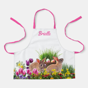 Personaliseer de paashaas van kinderen in de tuin schort