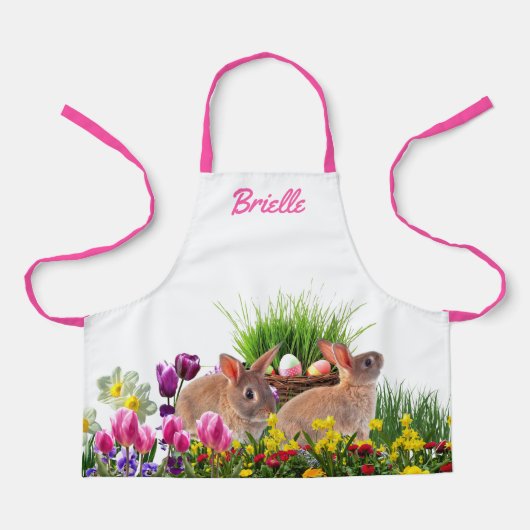 Personaliseer de paashaas van kinderen in de tuin schort (Voorkant)