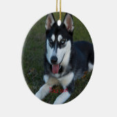 Personaliseer de puppy Siberian Husky Keramisch Ornament (Rechts)