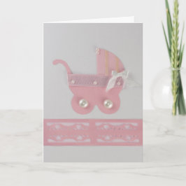 Personaliseer de roze kinderwagen met parels kaart