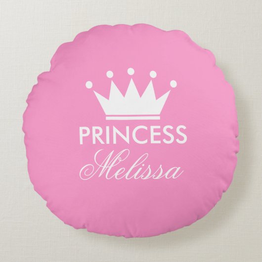 Personaliseer de roze prinses kroon rond de gooi v kussen (Voorkant)