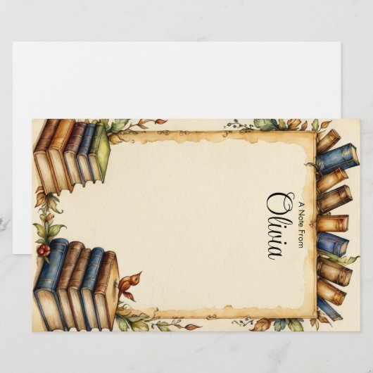 Personaliseer de Schattigee grillige boekenrand Briefpapier (Voorkant / Achterkant)