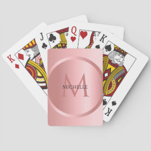 Personaliseer de Sjabloon van Rosegold Monogram El Pokerkaarten