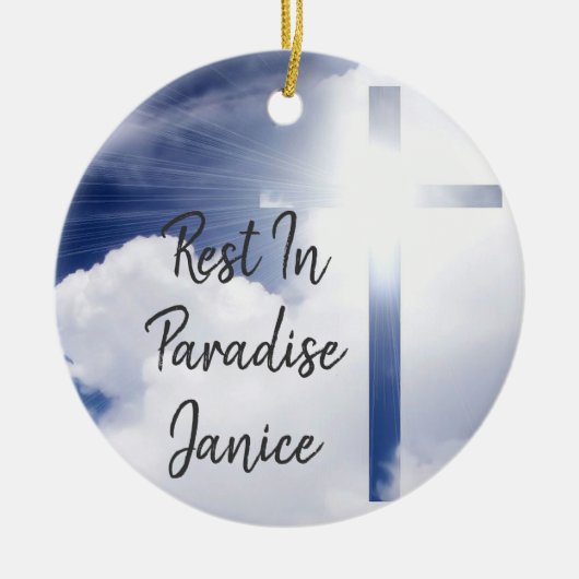 Personaliseer de tweezijdige Rest in het Paradise Keramisch Ornament (Voorkant)
