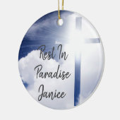 Personaliseer de tweezijdige Rest in het Paradise Keramisch Ornament (Links)