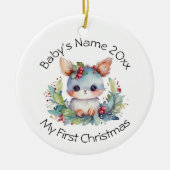 Personaliseer de voornaam en het jaar van de Baby Keramisch Ornament (Voorkant)