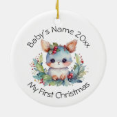 Personaliseer de voornaam en het jaar van de Baby Keramisch Ornament (Achterkant)