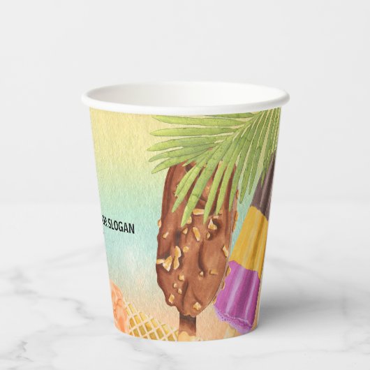 Personaliseer de waterverf-ijs voor zakelijke logo papieren bekers (Achterkant)