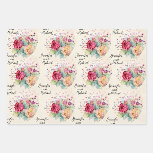 Personaliseer de Wrap van de Rozen van de Jouw tek Inpakpapier Vel (Voorkant 2)