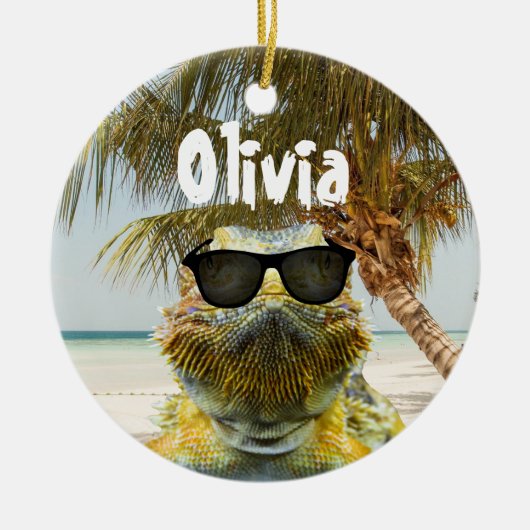 Personaliseer de zomerstrandpret keramisch ornament (Voorkant)