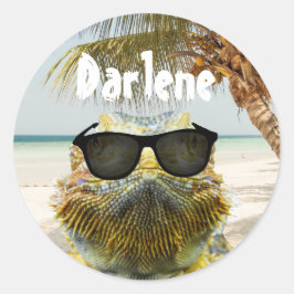 Personaliseer de zomervakantieband ronde sticker