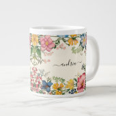 Personaliseer de zwarte scriptnaam,  Wildflower Grote Koffiekop (Voorkant rechts)