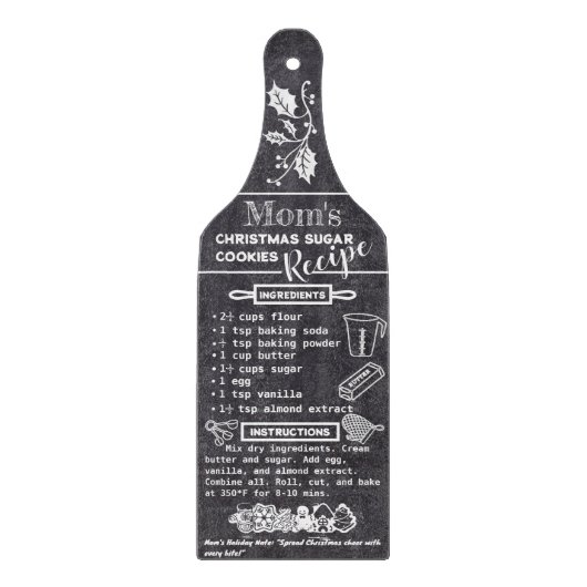 Personaliseer decoratieve kerstrecepten snijplank (Voorkant)