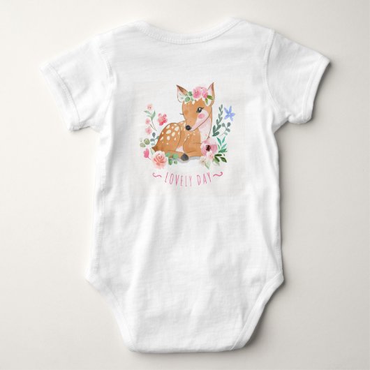 Personaliseer Deers de dag buiten Lovely onder Flo Romper (Achterkant)