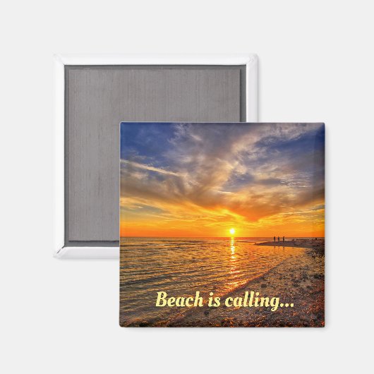 Personaliseer deze 2 Inch Square Beach Magnet (Voorkant / Achterkant)