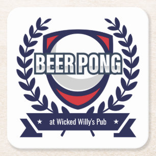 Personaliseer deze Beer Pong Logo Kartonnen Onderzetters