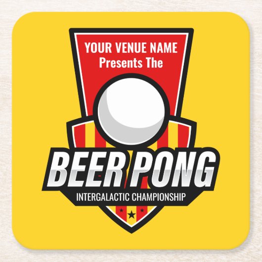 Personaliseer deze Beer Pong Logo Kartonnen Onderzetters (Voorkant)