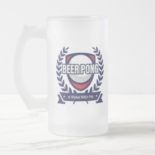 Personaliseer deze Beer Pong Logo Matglas Bierpul (Links)