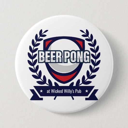 Personaliseer deze Beer Pong Logo Ronde Button 7,6 Cm (Voorkant)