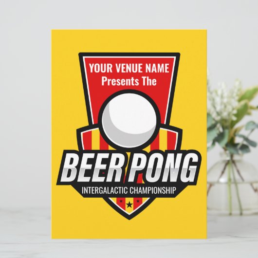 Personaliseer deze Beer Pong Logo Rules Kaart (Staand voorkant)