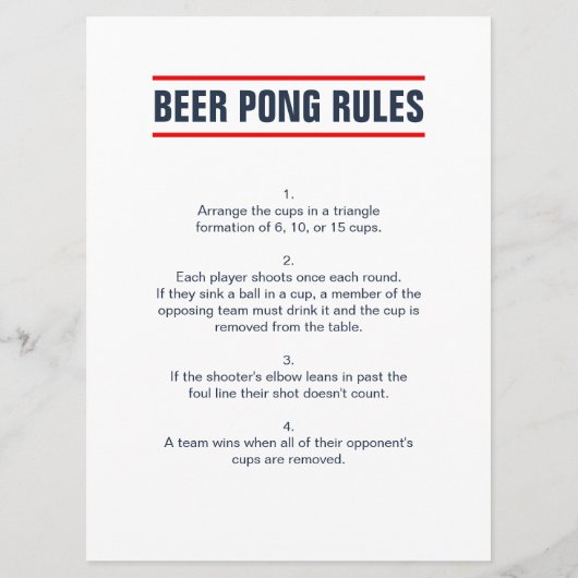 Personaliseer deze Beer Pong Logo Rules Kaart (Achterkant)