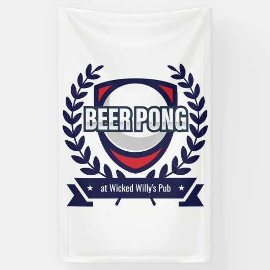 Personaliseer deze Beer Pong Logo Spandoek (Verticaal)