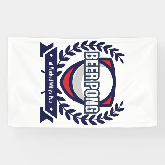 Personaliseer deze Beer Pong Logo Spandoek (Horizontaal)