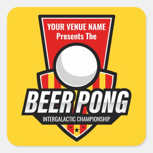 Personaliseer deze Beer Pong Logo Vierkante Sticker (Voorkant)
