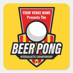 Personaliseer deze Beer Pong Logo Vierkante Sticker