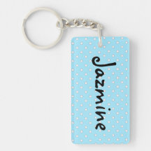 Personaliseer deze blauwe en witte polka stip sleu