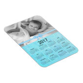 Personaliseer deze blauwe foto 2017 mini-kalender magneet (Rechterzijde)