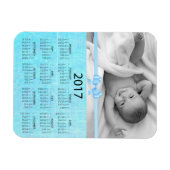 Personaliseer deze blauwe foto 2017 mini-kalender magneet (Horizontaal)