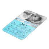 Personaliseer deze blauwe foto 2017 mini-kalender magneet (Linkerzijde)