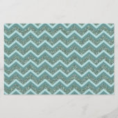 Personaliseer deze Blauwgroen Glitter ZigZag Briefpapier (Voorkant)