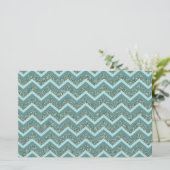 Personaliseer deze Blauwgroen Glitter ZigZag Briefpapier (Staand voorkant)